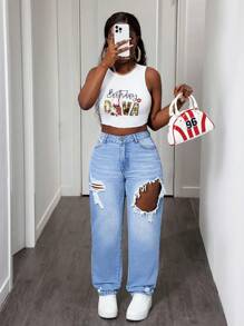 SHEIN Slayr Jeans de mezclilla de pierna recta casuales para mujer