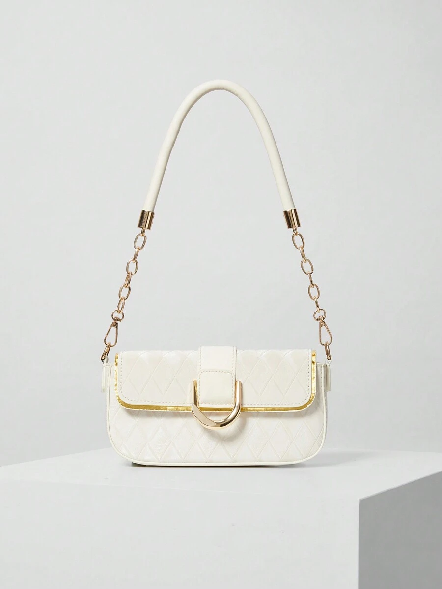 Kleine Umhängetasche für Damen, hochwertiger und simpler Stil, quadratische Tasche zum Kombinieren, neue Schulter- und Umhängetasche 2024 - Beige - Übersicht 1