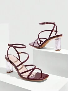 CUCCOO SZL Sandalias de tacón alto de unicolor minimalistas de moda marca CUCCOO para primavera y verano, sandalias con plataforma