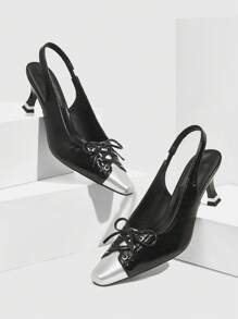 CUCCOO GRLICON 女士 Y2K 朋克风格高跟鞋，适合摩托车、酷女孩、万圣节、圣诞节、派对装扮 - 黑色 - 查看 2