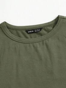 SHEIN EZwear Solid Crop Tank Top - Army Green - View 5