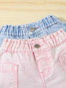Young Girls All-Match Versatile Loose Fit Multi-Pack Denim Shorts - Multicolor - View 3