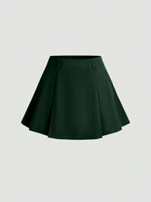 Pariaura High Waist Grey Pleated A-Line Skirt, Slimming & Anti-Expose