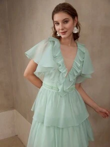 MOTF VESTIDO LARGO CON VOLANTES MULTICAPA FLUIDO