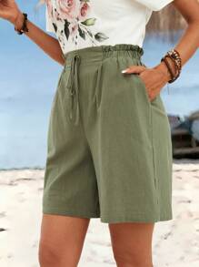 EMERY ROSE Short casual estivi donna a tinta unita con orlo in pizzo