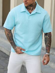 Manfinity Homme Manfinity 男士休闲纯色纹理短袖 Polo 衫，男友礼物