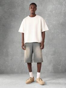 SUMWON Premium Texture Boxy Fit T-Shirt Casual Streetwear Essential Ribbed Crew Neck Minimalist Urban Fashion Loungewear Athletic Comfort