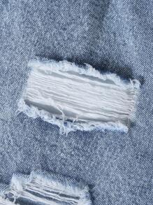 SHEIN ChillGRL Tween Girls 时尚修身无袖牛仔背心和紧身做旧洗水牛仔短裤套装，休闲街头风格搭配服装