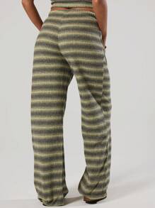 MUSERA 条纹抽绳阔腿裤 度假 夏季 优雅 可爱 工作 办公室 秋季 返校 秋季 休闲 - 彩色 - 查看 4