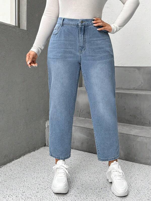 SHEIN EZwear Plus High Waist Mom Fit Jeans