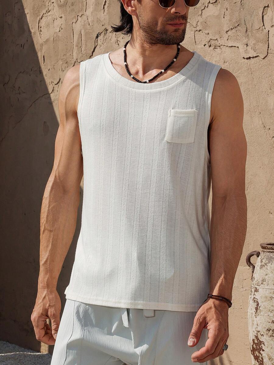 Manfinity RSRT Top décontracté unisexe à col ras du cou sans manches avec poche, de couleur unie - Nude - Voir 1