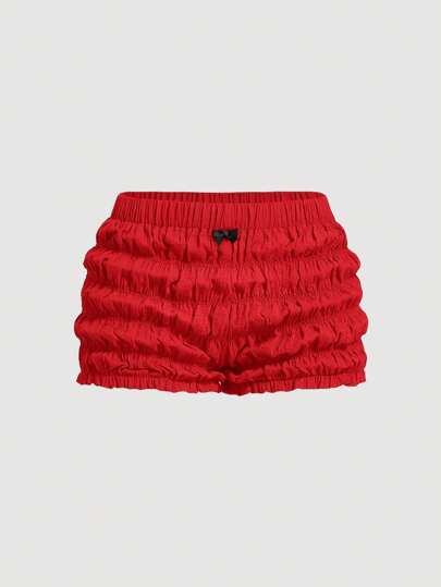 SHEIN MOD Tomato Girl Summer Kawaii Bow Femei Micro Mini Shorts cu fânețe, Pantaloni scurți Bloomers, Costum Diavol, Costum Sexy, Ținute haine femei