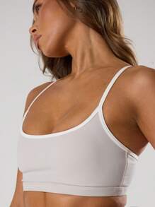 Musera Sport Áo ngực thể thao dây mảnh với chi tiết viền tương phản, thích hợp cho Padel, Tennis, Pickleball, tập gym, thể dục, yoga, Pilates, mặc hàng ngày. - Xám - Xem 5