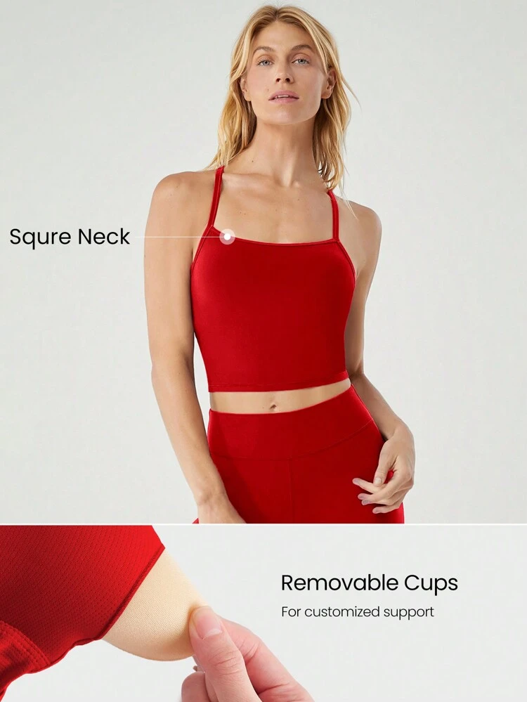 FeatherFit™ T-Neck Racerback Tank Top Light Support Low Impact Yoga Pilates Studio