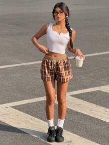 Muchica Women's Plaid Shorts - Multicolor - View 5