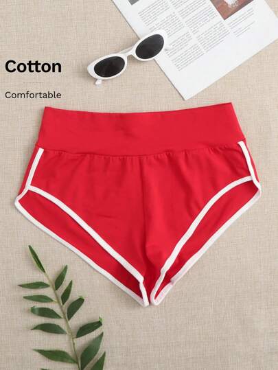 SHEIN EZwear Contrast Binding Track Shorts