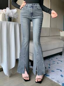 DAZY Jeans casuales de mujer versátiles con bolsillos y campana