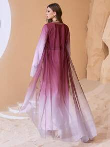 Al Najma Conjunto de 2 peças de malha tie-dye gradiente elegante feminino - Rosa - Ver 2