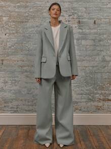 MUSERA Áo blazer dáng rộng, chất liệu dệt, cài một nút, có túi hai bên, kiểu dáng thanh lịch, thích hợp cho công sở, đi nghỉ hè, xuân, lễ tốt nghiệp, dạ hội, đám cưới, sinh nhật. - Xám - Xem 4