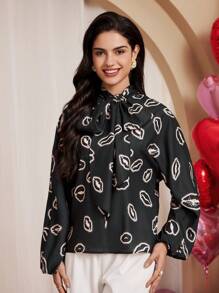 Chiquease Women's Casual Loose Printed Blouse, Minimalist & Fashionable For Everyday Wear Fall Cloth For Women