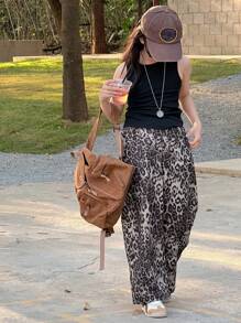 Dazy Kids 2pcs/Set Tween Girl Casual Autumn Outfits Leopard Print - Black - View 4