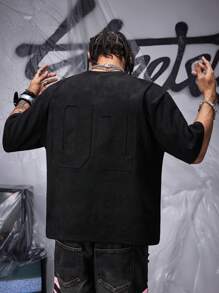 AXEPEAK Camiseta de manga corta de punto holgado con capa de aire para hombre, de verano y estilo callejero