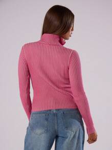 MUSERA 罗纹立领拉链开衫 春季 2020 90 年代休闲可爱 - 玫紅色 - 查看 2