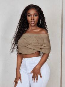 BamGleam Ladies Knit Top (Hand-Knitted, With ±3CM Deviation) - Khaki - View 4