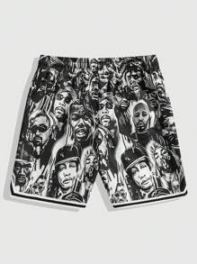 ROMWE MEN Prep Pantalones cortos de baloncesto minimalistas casuales para hombres, para uso diario