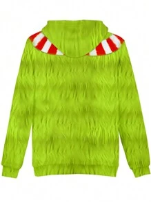 SHEIN Manfinity Dauomo Men's Solid Green Hoodie With Drawstring And Pockets - Multicolor - View 4