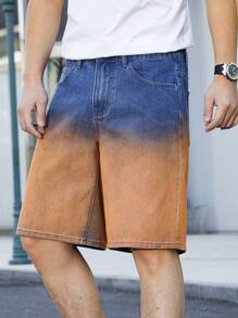Manfinity Hypemode Heren eenvoudige voorzak met knoopsluiting, losse casual denim shorts