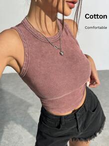 SHEIN EZwear 針織修身無袖上衣 - 淺灰紫 - 查看 8