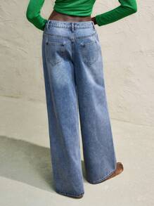 Maija 女式前扣口袋简约休闲牛仔裤，日常穿着，牛仔牛仔裤