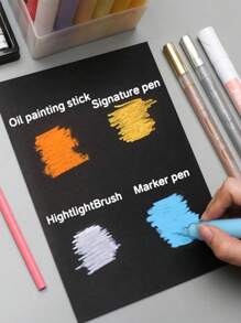 SHEIN 20 Blatt A4 Schwarze harte Pappe, verstärkte, spezielle Malpappe, DIY Handwerk Schüler-Deckblätter, Grußkarten- und Visitenkartenpappe, A3 Handwerkspappe, Album-Rückenpapier für den Schulanfang