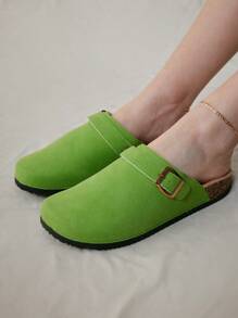 Solecia Women's Furry Platform Slippers, Round Toe Warm Shoes - Mint Green - View 3