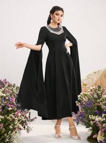 Modelyn Robe de style arabe glamour élégante pour femme avec col de sequins