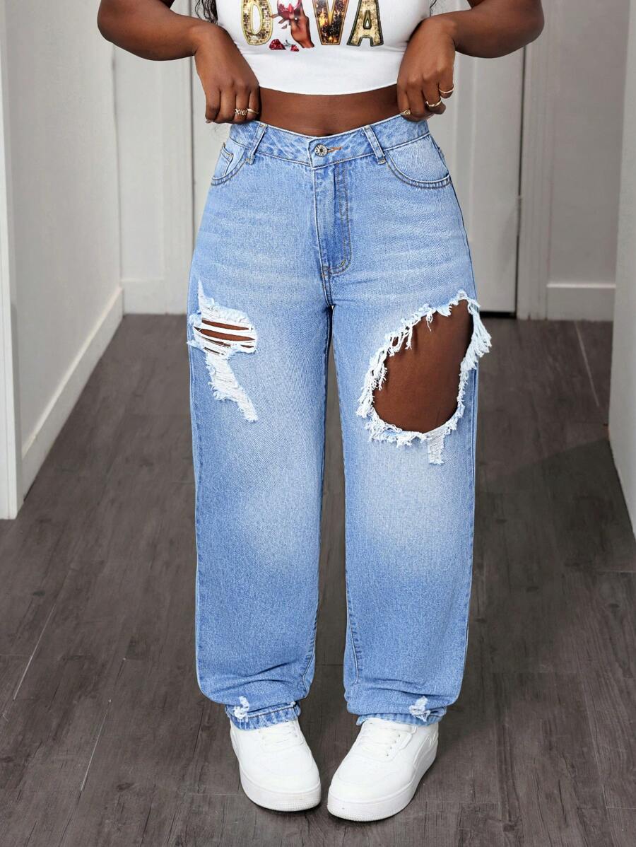 SHEIN Slayr Jeans de mezclilla de pierna recta casuales para mujer