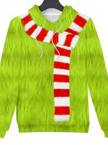 SHEIN Manfinity Dauomo Men's Solid Green Hoodie With Drawstring And Pockets - Multicolor - View 3