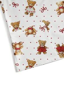 PopScrub 卡通熊印花短袖女式护士制服上衣 - 白色 - 查看 7