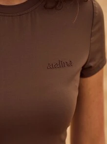 Aralina Women's Solid Color Round Neck Short Sleeve Simple T-Shirt, Casual Daily Wear