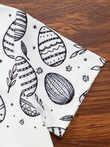 SHEIN Tween Boy Casual Easter Rabbit Print Crew Neck T-Shirt, Sibling Outfits Matching Outfits (Pieces Sold Separately), For Gift - White - View 4