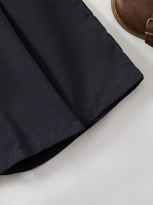 SHEIN Explorewe 2 pièces/set Chemise à carreaux vibrants waffle + shorts gris foncé pour filles préadolescentes, tenue décontractée pour l'école et les activités extérieures de printemps et d'été - Vieux Rose - Voir 8