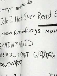 RueChic Men Special Letter Printed Crew Neck Regular Sweatshirt - Black and White - View 6