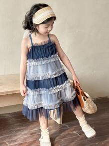 DAZY 秋季年轻女孩休闲连衣裙 - 藍色 - 查看 4