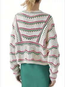 INAWLY Women's Comfortable & Elegant Striped Crew Neck Pullover Sweater, Spring & Summer
