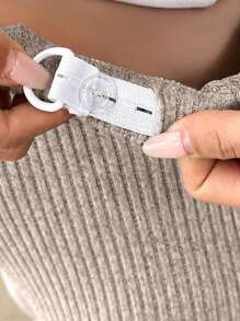 SHEIN Maternity Fleece Ribbed High Waist Leggings - Apricot - View 3