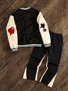 Manfinity EMRG Men's Solid Color Button Front Long Sleeve Top And Long Pants 2 Pieces Set