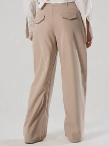 MUSERA Pantalón de talle medio a medida, elegante y clásico para el verano - Marrón - Ver 4