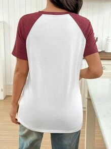 SHEIN Set-In Sleeve Contrast Color Heart Graphic T-Shirt For Pregnant Women - Multicolor - View 2