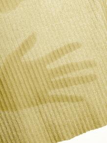 SHEIN EZwear Áo thun Xù nhỏ màu trơn Giải trí - Màu vàng - Xem 4